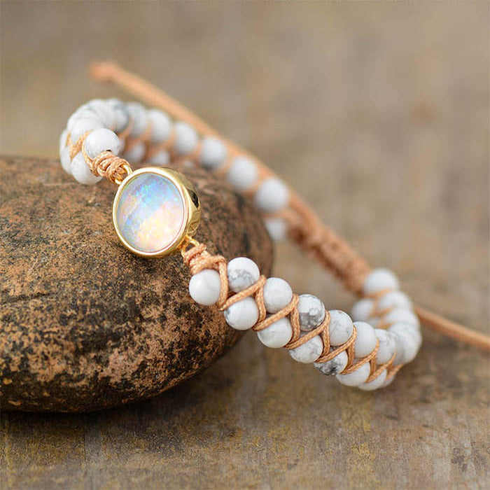 Handgefertigtes Howlite String geflochten und Opal-Armband
