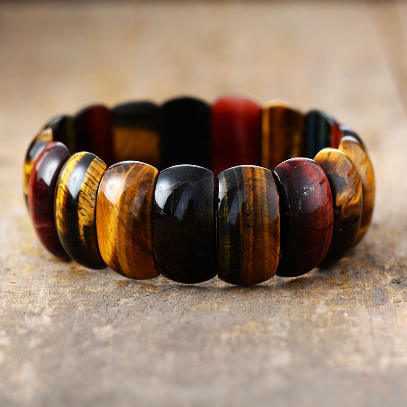 Handgemachte natürliche Tigerauge große elastische Armband - 18,5-19cm