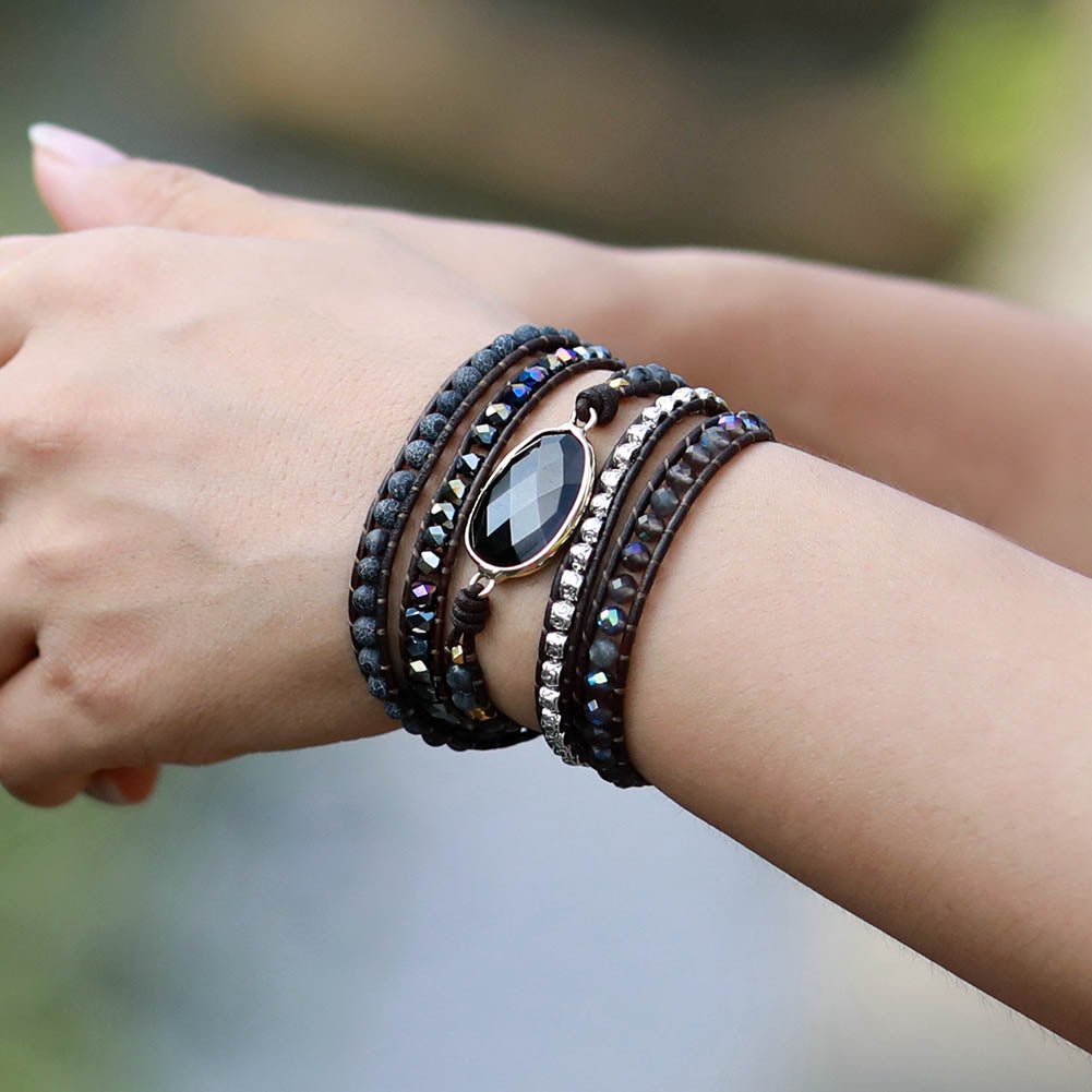 Göttin Schwarzer Onyx Wickelarmband