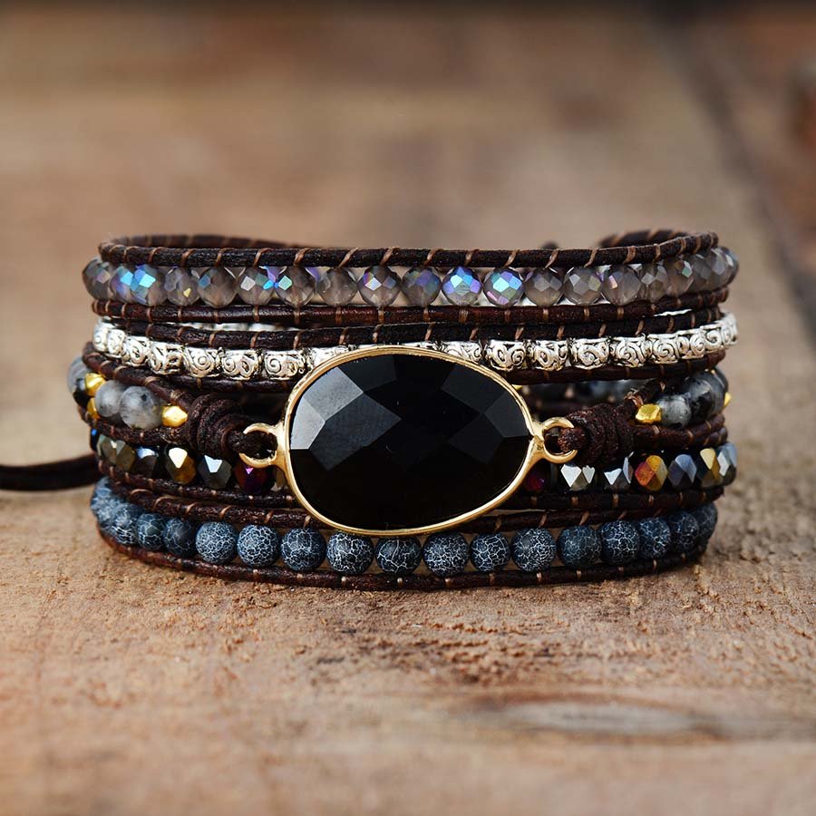 Göttin Schwarzer Onyx Wickelarmband