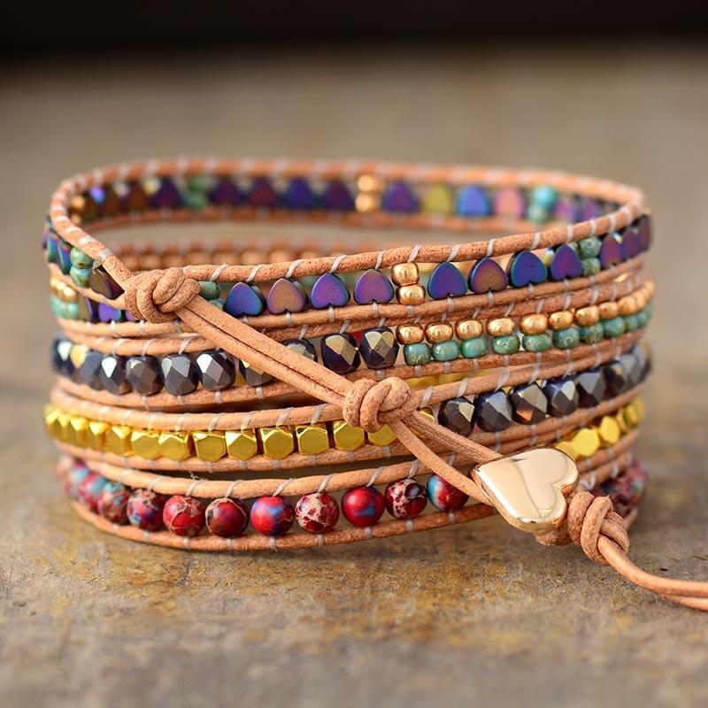 5 Lagen Natursteine Wickelarmband