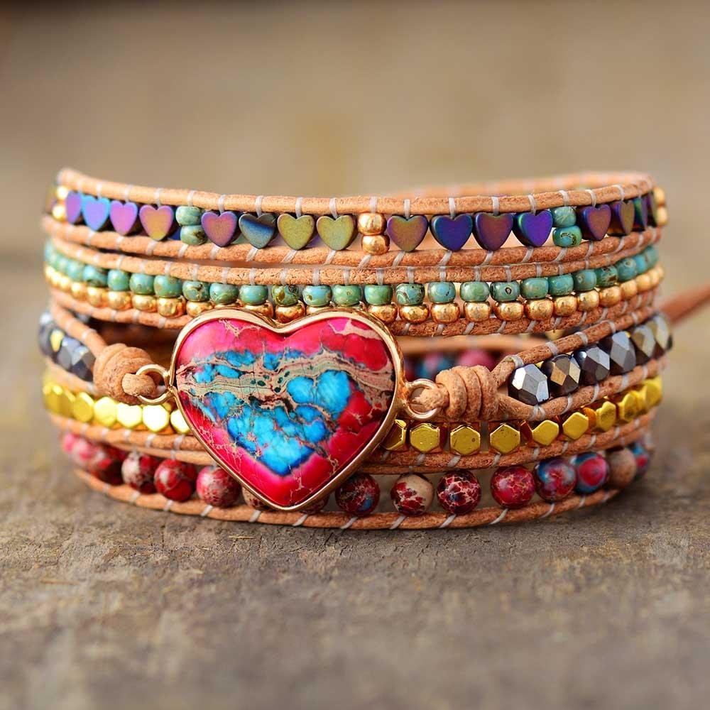 5 Lagen Natursteine Wickelarmband