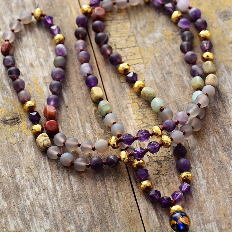 Spirituelle Halskette aus Jaspis und Amethyst
