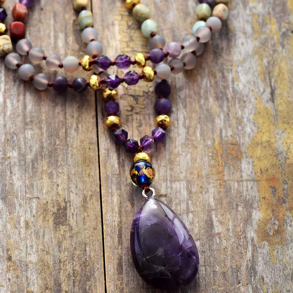 Spirituelle Halskette aus Jaspis und Amethyst