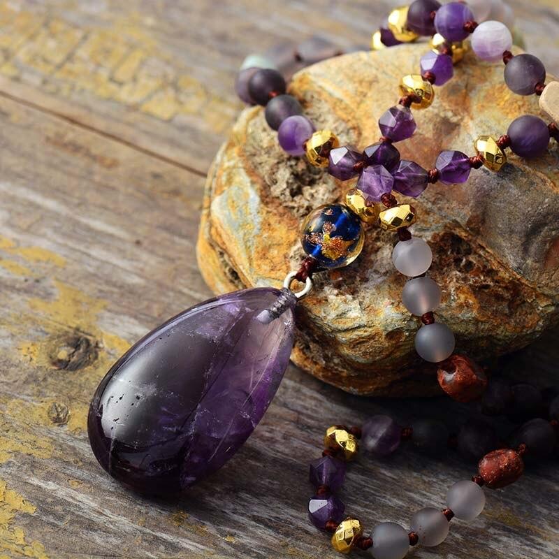 Spirituelle Halskette aus Jaspis und Amethyst