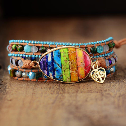7 Farben Chakra Wickelarmband