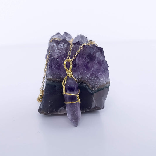 Amethyst Natural Healing Stone Anhänger Halskette