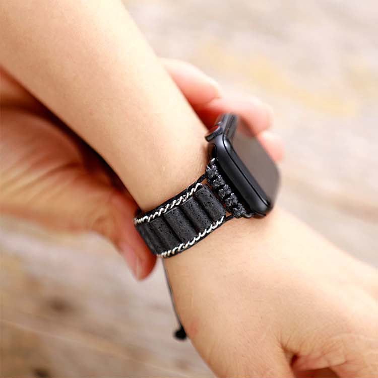 Handgefertigte Tigerauge Stein Apple Watch Armbänder 38-45MM Platte
