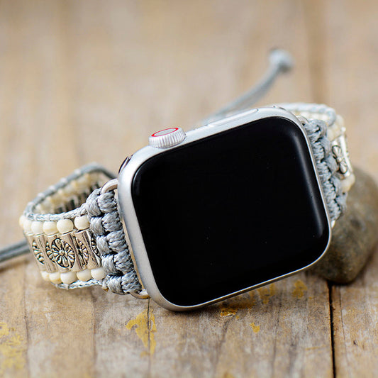 Handgefertigtes Howlite Perlenarmband für die Apple Watch