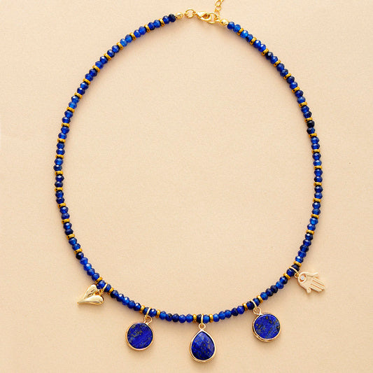 Handgefertigte Lapislazuli Charm Choker Halskette