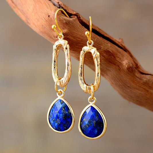 Handgefertigte Lapislazuli Ohrringe mit elegantem Bügel