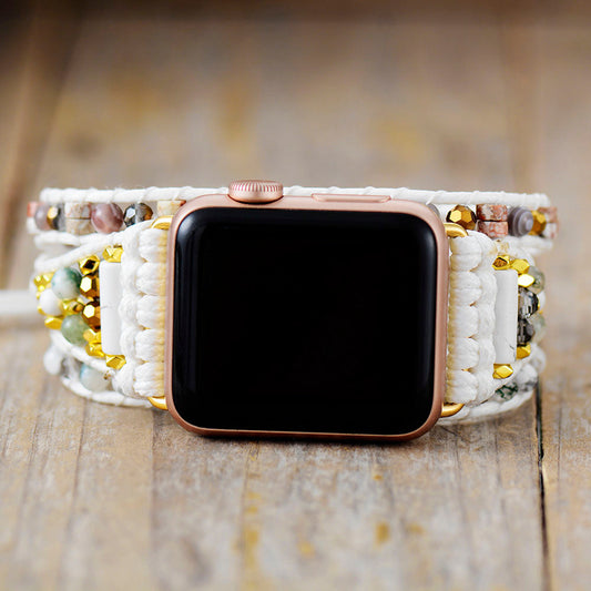 Handgefertigtes Apple Watch Armband aus Onyx, Howlit und Jaspis