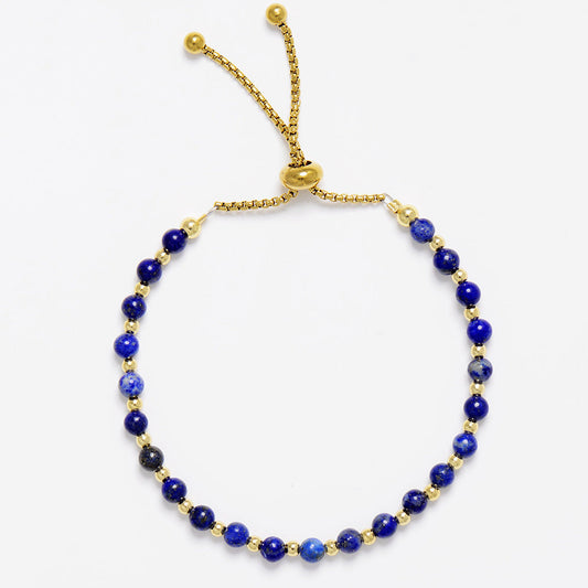 Geistgluck Verstellbares Lapislazuli-Perlenarmband