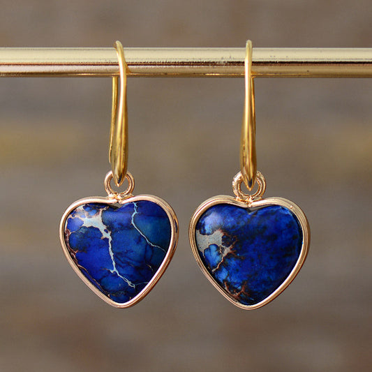 Handgefertigte Lapislazuli Ohrringe in Herzform