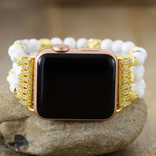 Handgefertigtes Howlite Perlen elastisches Apple Watch Armband