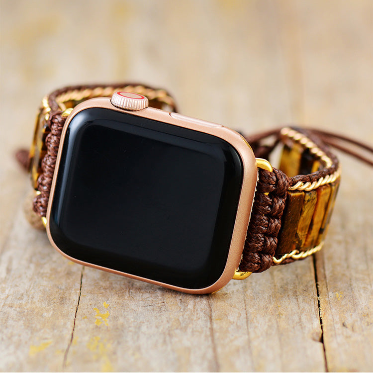 Handgefertigte Tigerauge Stein Apple Watch Armbänder 38-45MM Platte
