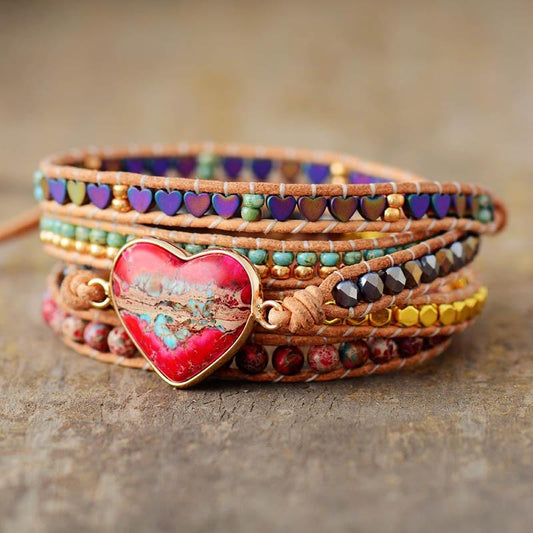 5 Lagen Natursteine Wickelarmband