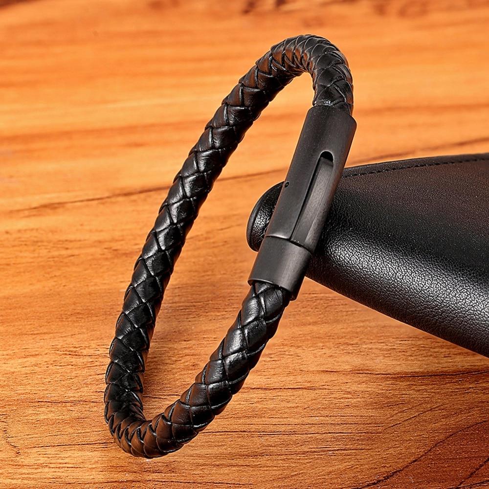 Geflochtenes Premium-Lederarmband für Männer
