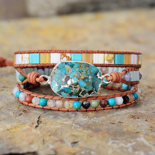 Chrysokoll Stein Wickelarmband